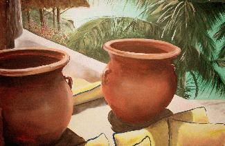 Pots in the sun